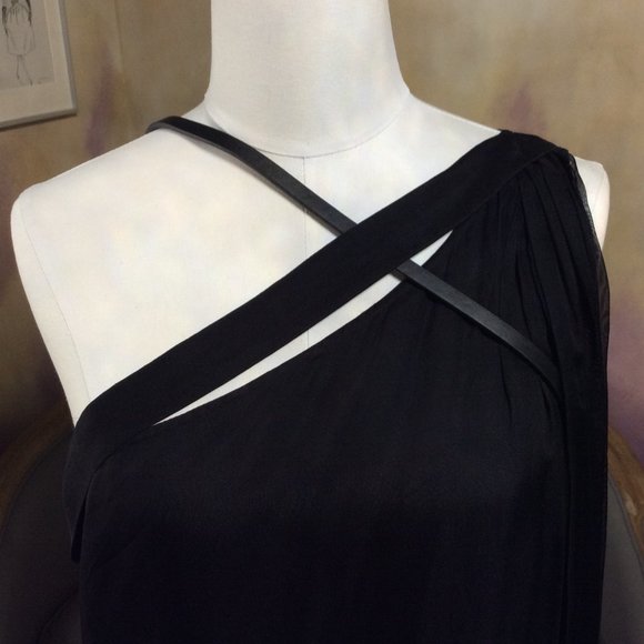 MaxStudio silk mesh chiffon one shoulder cocktail dress, size 6 - Picture 8 of 10